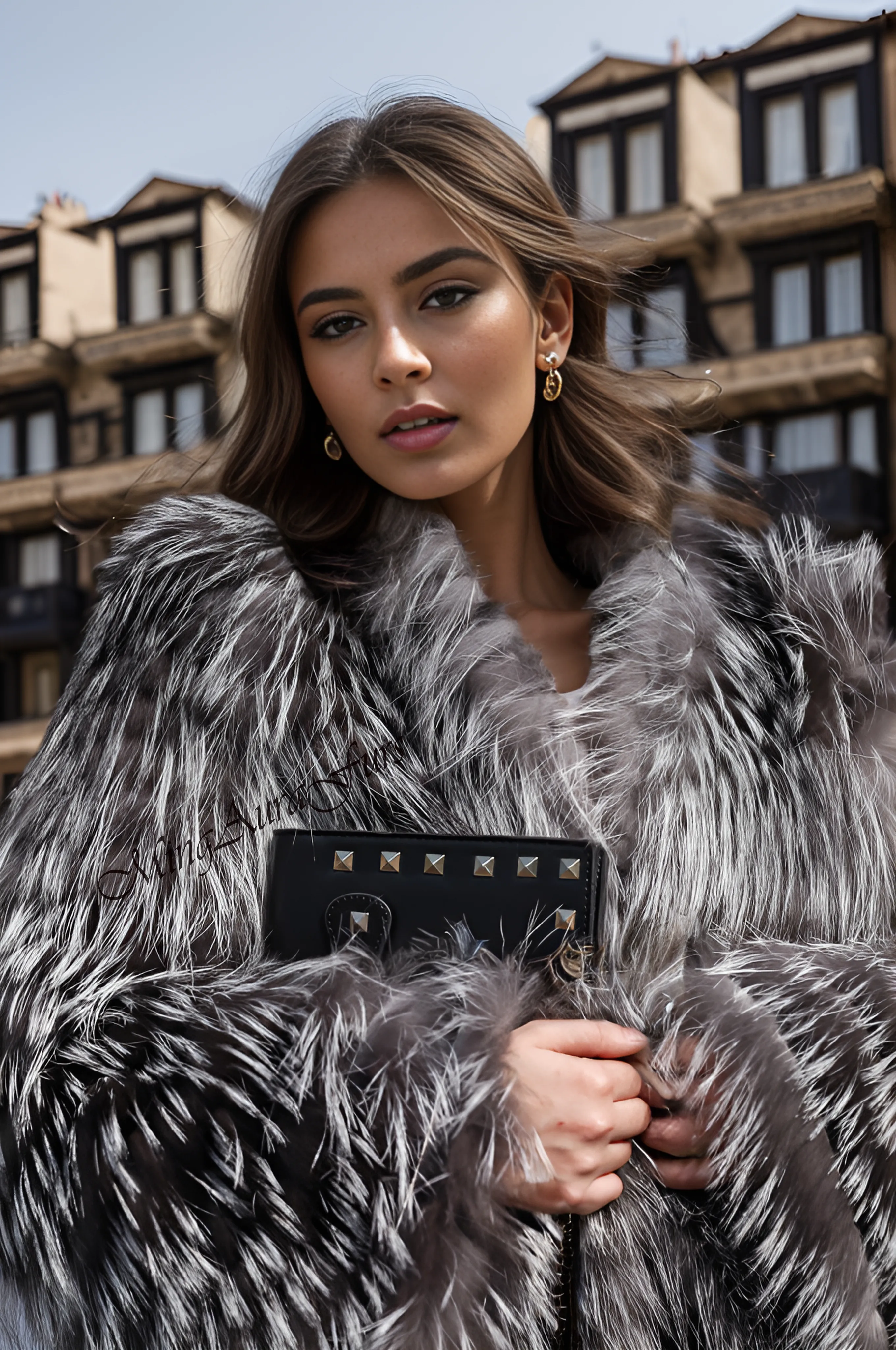 Women's Real Fox Fur Jacket - Silver Fox - G0032