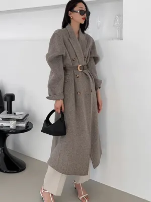 Women's Warm Cashmere & Woolen Long Overcoat